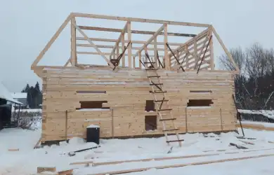 Строительство дома из бруса 150x150 с мансардой Лязгино