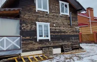 Утепление, обшивка фасада фальшбрусом пос. Апрель, Ягодный проезд 2