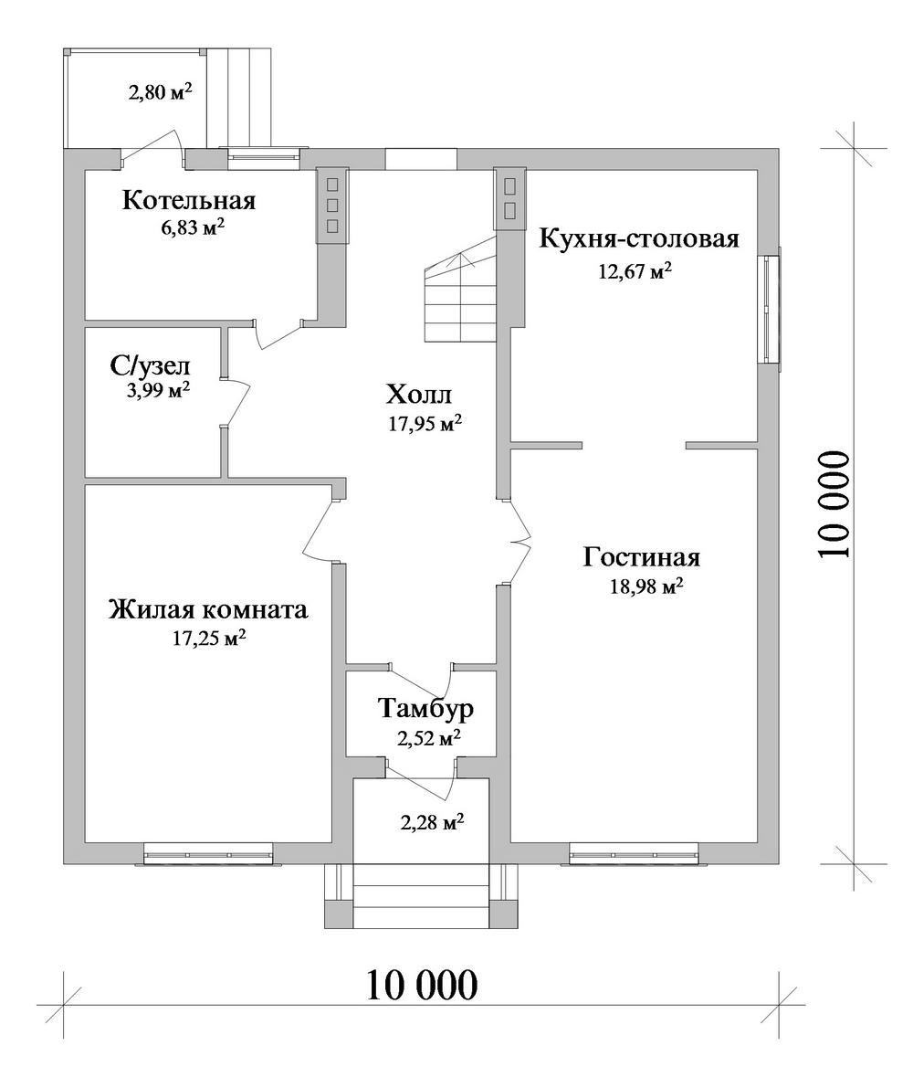 планировка двухэтажного дома с большой кухней гостиной